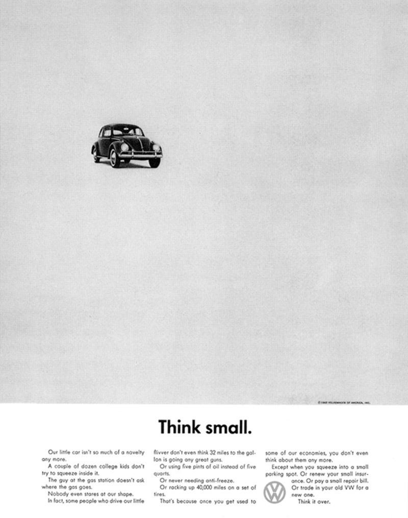 Think small. February 22 1960 VW Beetle ad